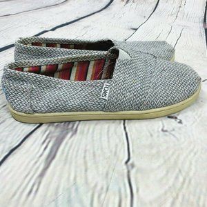 Toms Flats Slip on Shoes Tweed Youth size 6 Gray Herringbone Comfort Casual